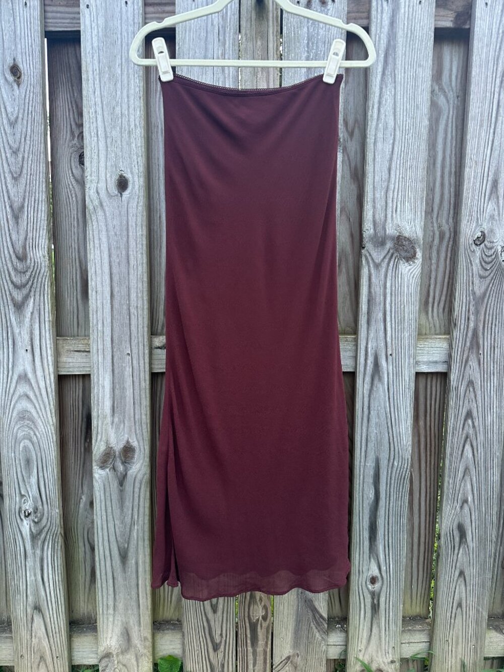 Reformation Layla Skirt Mahogany Brown Picot Trim Midi 4 - Picture 3 of 6